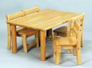 【施設様直送品|国産木製】角テーブル 90×60 丸脚 H35/乳児椅子20×4脚|3歳児向け|ブロック社