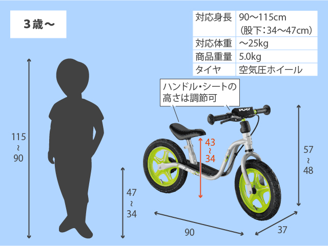 ラーニングバイク大 スポーツ　ライトグレー サイズ